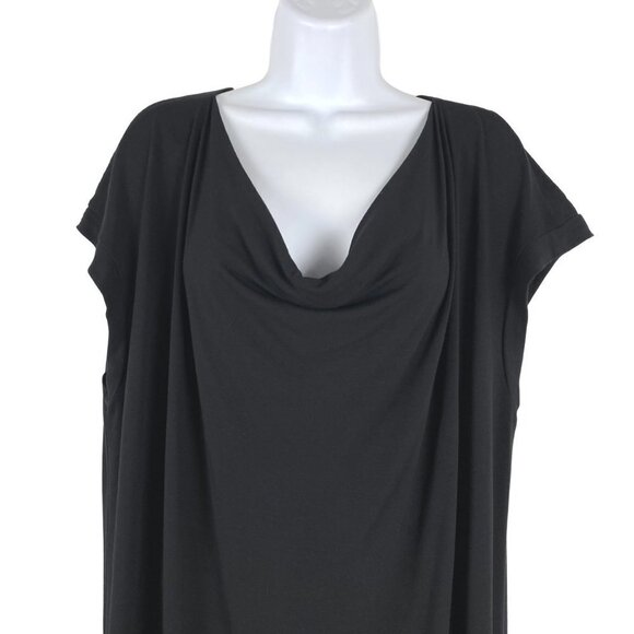 Eileen Fisher Dress Women's Medium‎ Black Drape Neck Rayon Blend DR-1216 - Picture 3 of 6